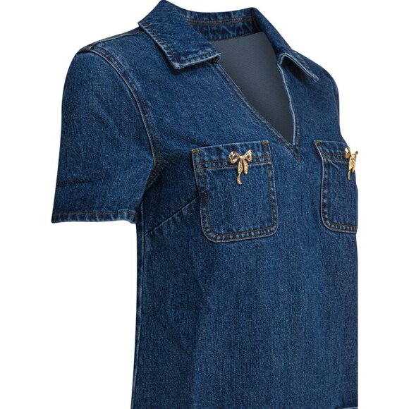 Self-Portrait Denim Dress With Bow Detail tag size 12 Women - Picture 4 of 4